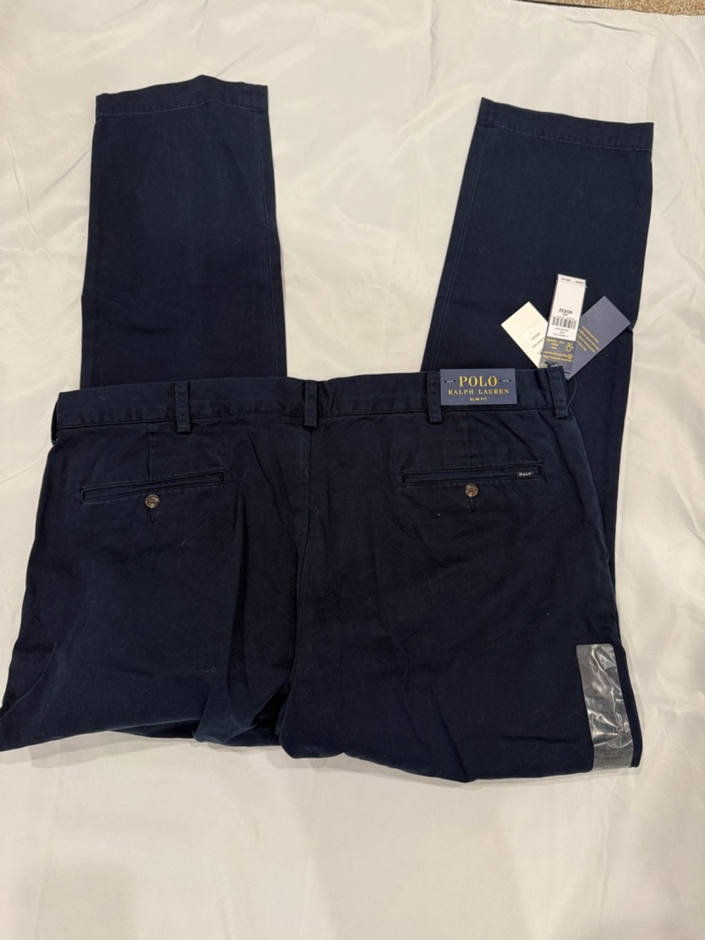 NWT Polo Ralph Lauren Navy Men's Chino Pants - Slim Fit— 40x32 - Picture 6 of 9